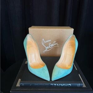 Christian Louboutin Women's Green Suede Pumps